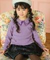 子供服 女の子 こども服 キッズ リブ フリル メロウ リボン ブランドロゴ 襟付き パープル(91) モデル画像3