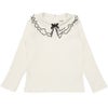 子供服 女の子 【TIME SALE】フリル襟 リブ Tシャツ オフホワイト(11) 正面