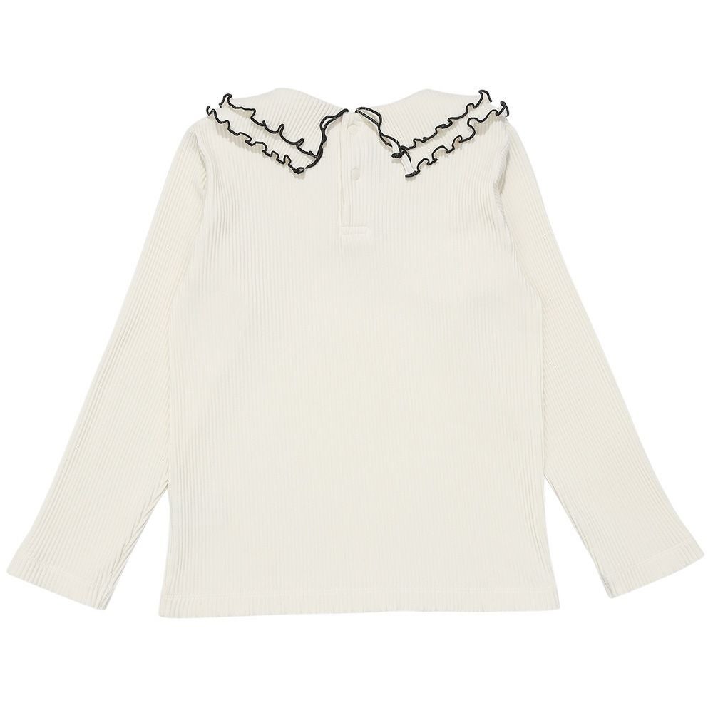 子供服 女の子 【TIME SALE】フリル襟 リブ Tシャツ オフホワイト(11) 背面
