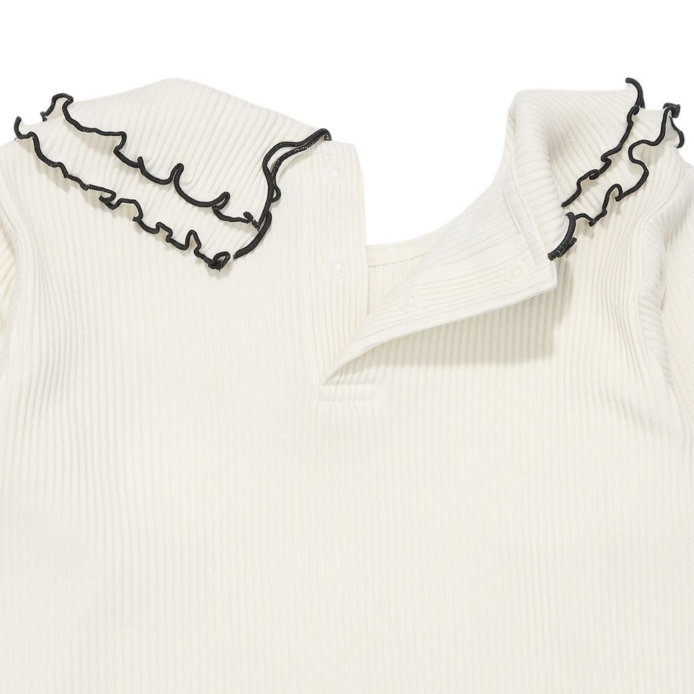 子供服 女の子 【TIME SALE】フリル襟 リブ Tシャツ オフホワイト(11) デザインポイント2