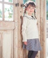 子供服 女の子 こども服 キッズ リブ フリル メロウ リボン ブランドロゴ 襟付き オフホワイト(11) モデル画像2
