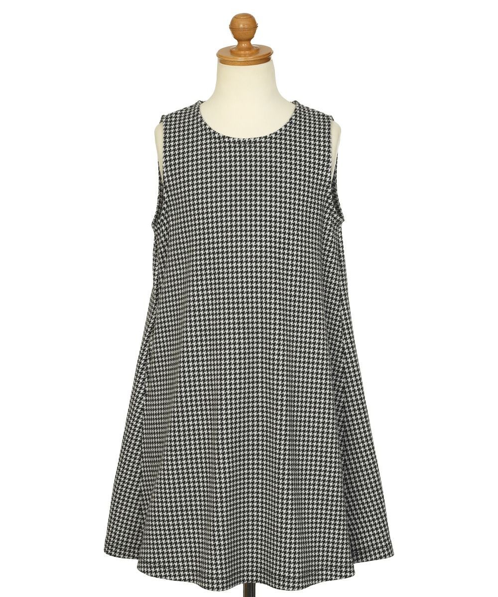 ベビー服 女の子 千鳥格子 後ろリボン付き ワンピース ホワイト×ブラック(10) トルソー正面