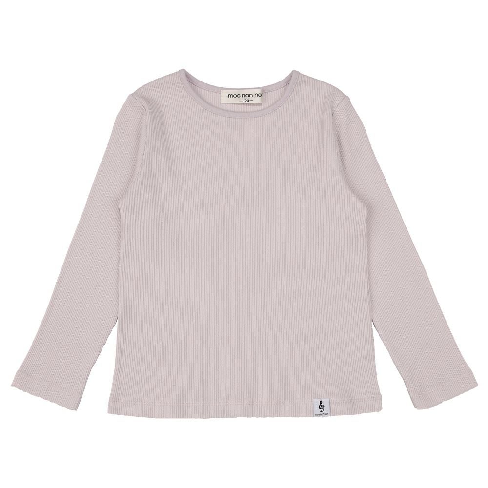 ベビー服 女の子 綿100％ リブ素材 長袖 Tシャツ ピンク(02) 正面