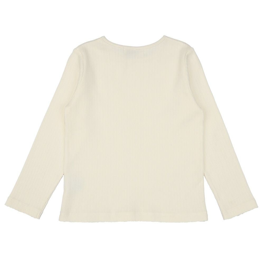 ベビー服 女の子 綿100％ リブ素材 長袖 Tシャツ オフホワイト(11) 背面