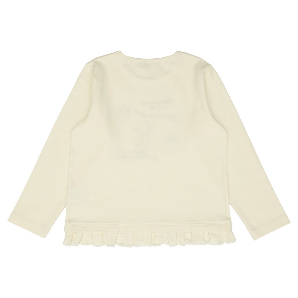 ベビー服 女の子 綿100％　裾フリル 刺繍 ロゴ Tシャツ オフホワイト(11) 背面