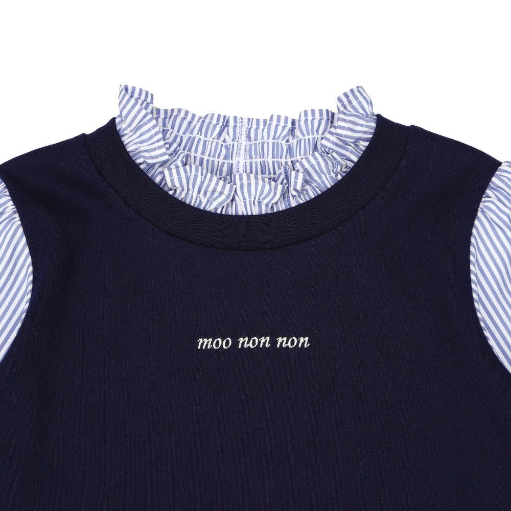 ベビー服 女の子 切り替え フリル袖 シャツ ネイビー(06) デザインポイント1