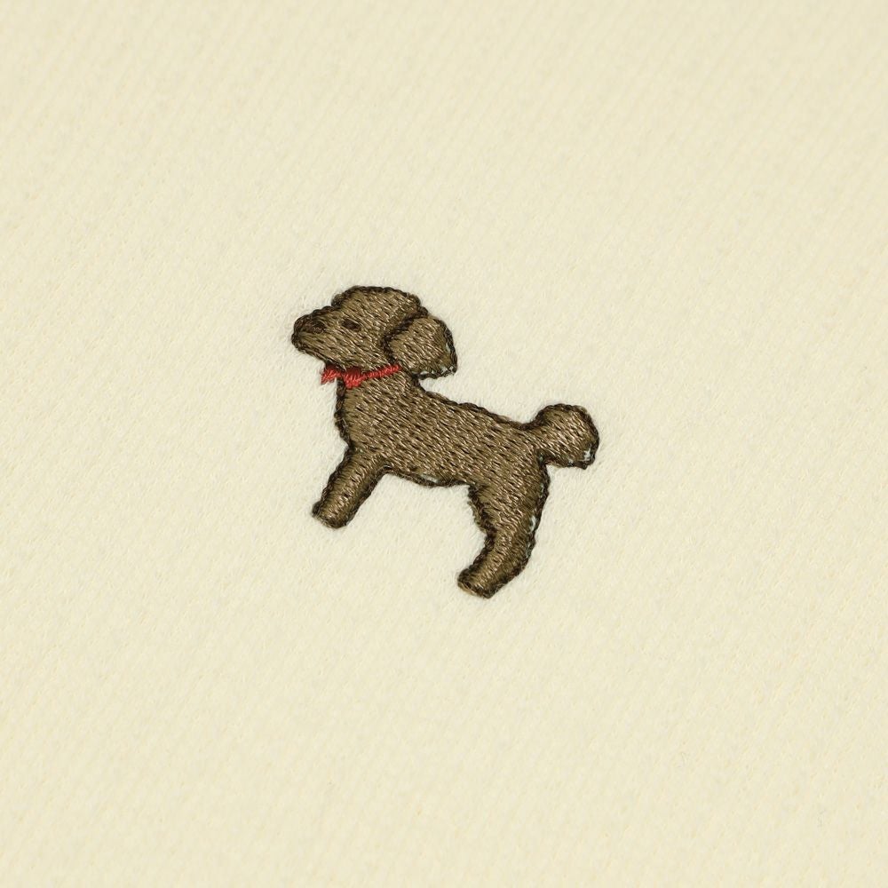 子供服 女の子 ワンポイント ドッグ 犬 刺繍 長袖 Tシャツ アイボリー(12) トルソー斜め