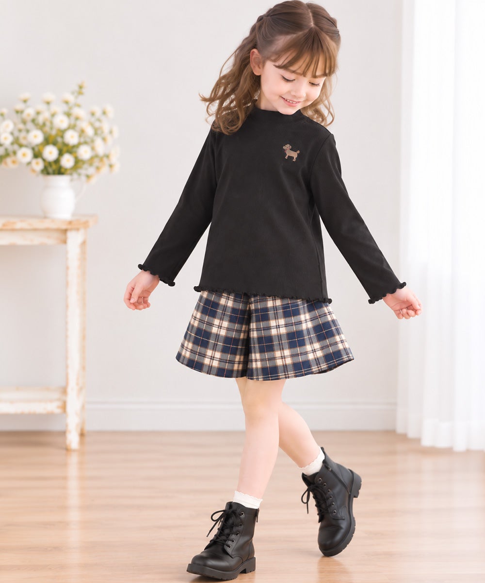 子供服 女の子 ワンポイント ドッグ 犬 刺繍 長袖 Tシャツ