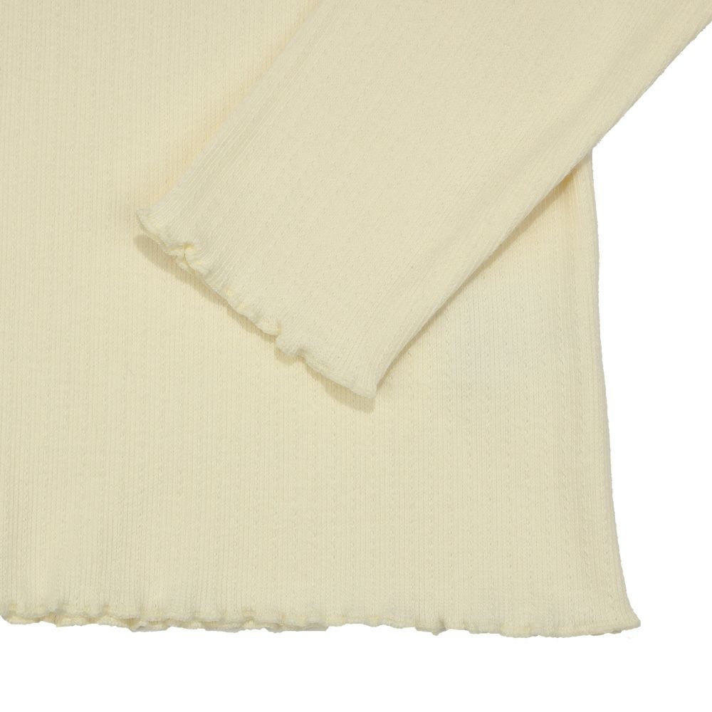 子供服 女の子 ワンポイント ドッグ 犬 刺繍 長袖 Tシャツ アイボリー(12) トルソー正面