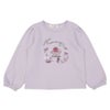ベビー服 女の子 バレエモチーフ 刺繍 裏毛トレーナー パープル(91) 正面