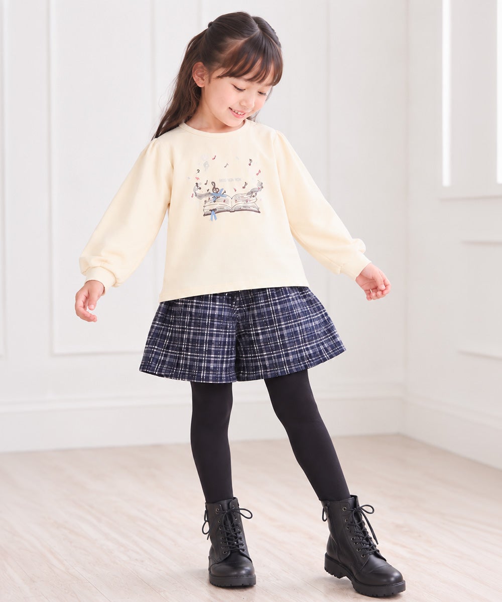 ベビー服 女の子 音符　刺繍　ラインストーン トレーナー アイボリー(12)