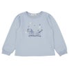 ベビー服 女の子 音符　刺繍　ラインストーン トレーナー ブルー(61) 正面