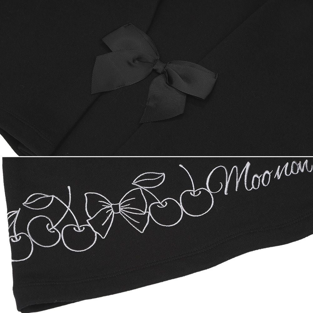 ベビー服 女の子 キッズ ジュニア おんなのこ さくらんぼ リボン 刺繍 ブラック(00) デザインポイント2