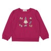 ベビー服 女の子 冬モチーフ　刺繍 裏起毛トレーナー ピンク(02) 正面