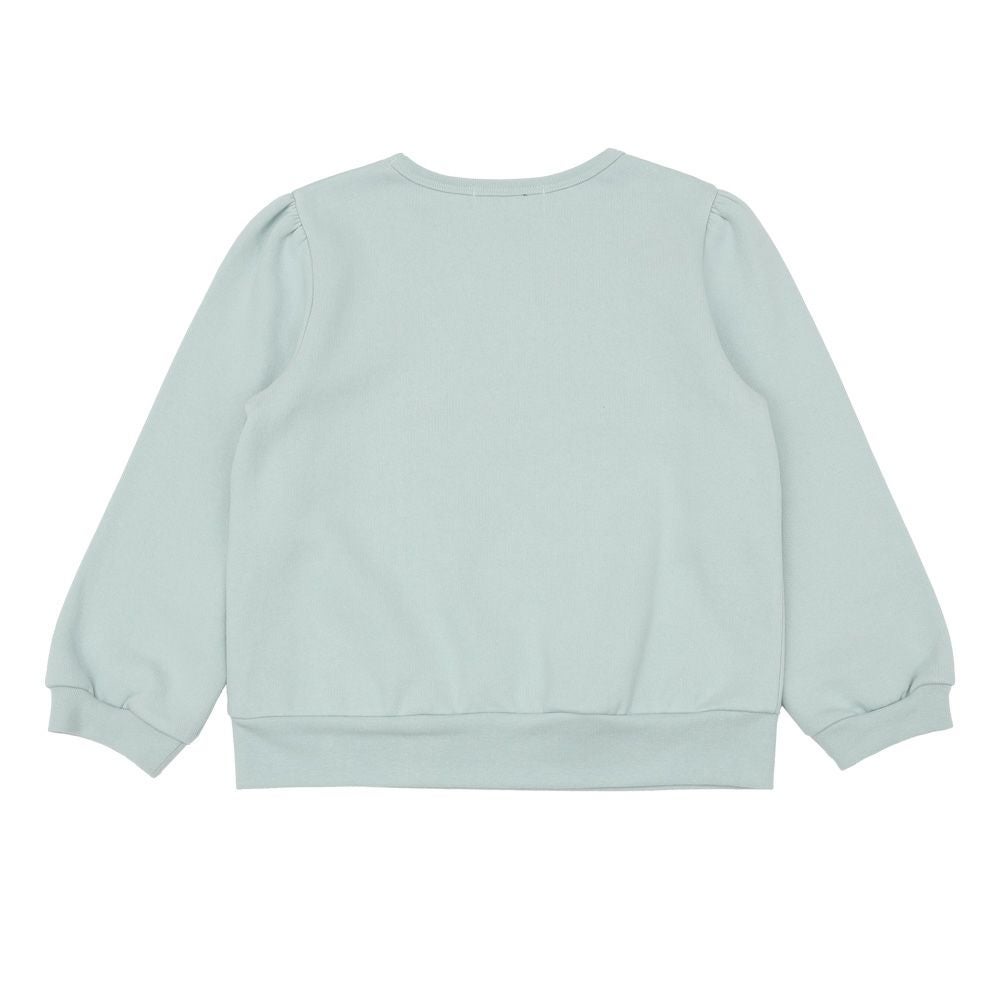 ベビー服 女の子 冬モチーフ　刺繍 裏起毛トレーナー グリーン(08) 背面