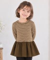 子供服 女の子 おしゃれ かわいい ガーリーカジュアル ボーダー柄 りぼん プレゼント ギフト ブラウン(05) 