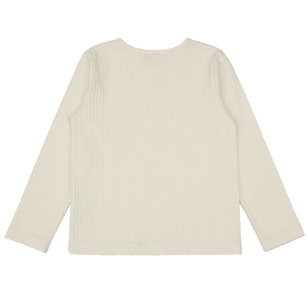 ベビー服 女の子 音符ロゴ付き リブ素材 長袖 Tシャツ オフホワイト(11) 背面