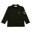 ベビー服 男の子 綿100％ 子ども服 こども キッズ ジュニア コットン 襟付き ロゴ 長袖ティーシャツ ブラック(00) 正面