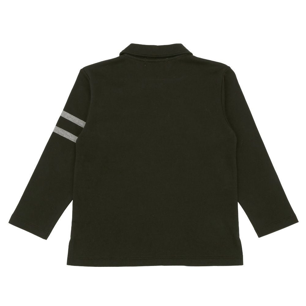 ベビー服 男の子 綿100％ 子ども服 こども キッズ ジュニア コットン 襟付き ロゴ 長袖ティーシャツ ブラック(00) 背面