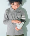 ベビー服 男の子 綿100％ 子ども服 こども キッズ ジュニア コットン 襟付き ロゴ 長袖ティーシャツ 杢ｸﾞﾚｰ(92) モデル画像アップ