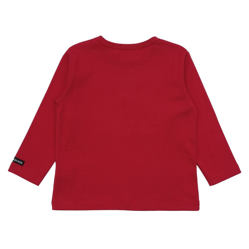 ベビー服 男の子 働く車 刺繍 微起毛トレーナー レッド(03) 背面