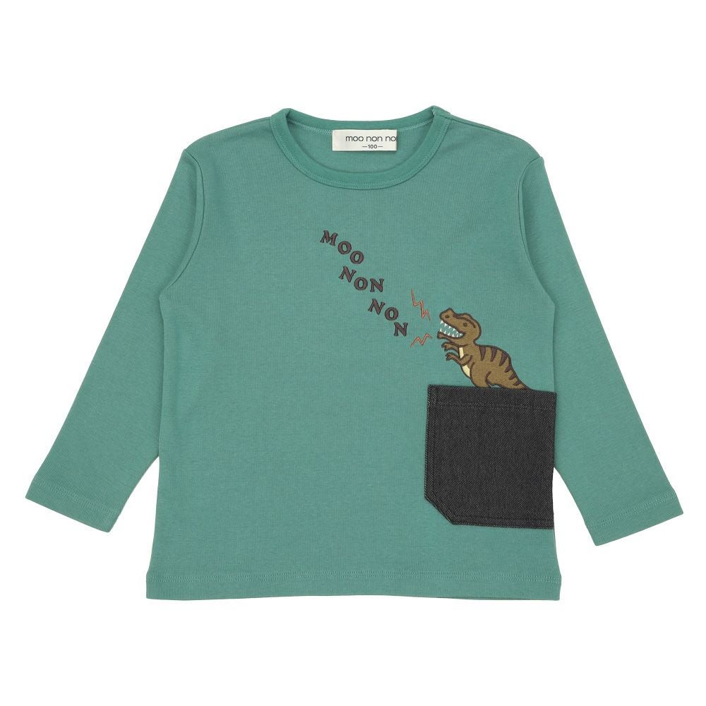 恐竜 刺繍 ポケット付き 長袖Tシャツ｜ベビー・子供服 通販 moononnon