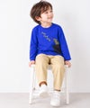 ベビー服 男の子 恐竜 刺繍 ポケット付き 微起毛トレーナー ブルー(61)