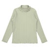 子供服 女の子 リブ生地 ハイネック 長袖Tシャツ グリーン(08) 正面