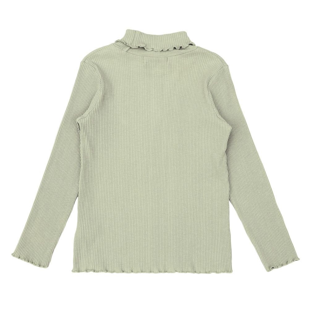 子供服 女の子 リブ生地 ハイネック 長袖Tシャツ グリーン(08) 背面