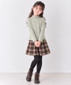 子供服 女の子 リブ生地 ハイネック 長袖Tシャツ グリーン(08) モデル画像全身