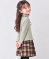 子供服 女の子 リブ生地 ハイネック 長袖Tシャツ グリーン(08) モデル画像1