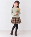 子供服 女の子 リブ生地 ハイネック 長袖Tシャツ グリーン(08) モデル画像2