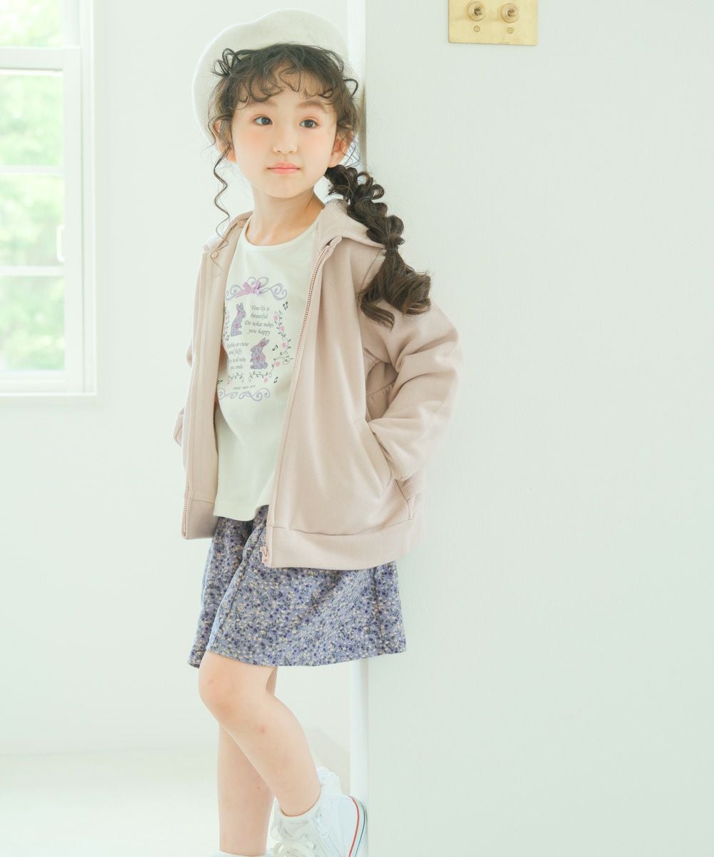 ベビー服 女の子 フード取り外し可能 ティアード 裏起毛 パーカー ピンク(02) モデル画像2