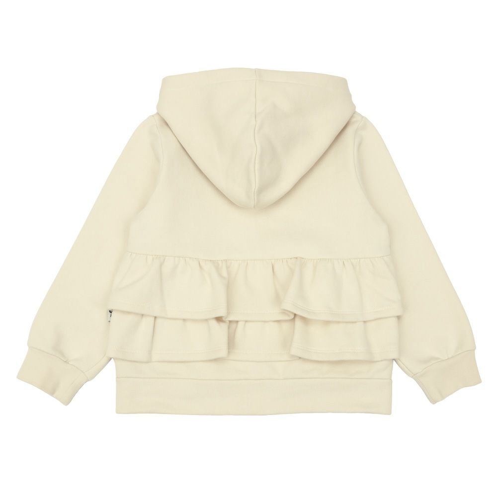 ベビー服 女の子 フード取り外し可能 ティアード 裏起毛 パーカー アイボリー(12) 背面