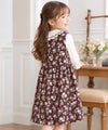 ベビー服 女の子 こども服 キッズ 花柄 ファスナー ブラウン(05) モデル画像全身