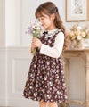 ベビー服 女の子 こども服 キッズ 花柄 ファスナー ブラウン(05) モデル画像1