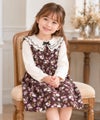 ベビー服 女の子 こども服 キッズ 花柄 ファスナー ブラウン(05) モデル画像2