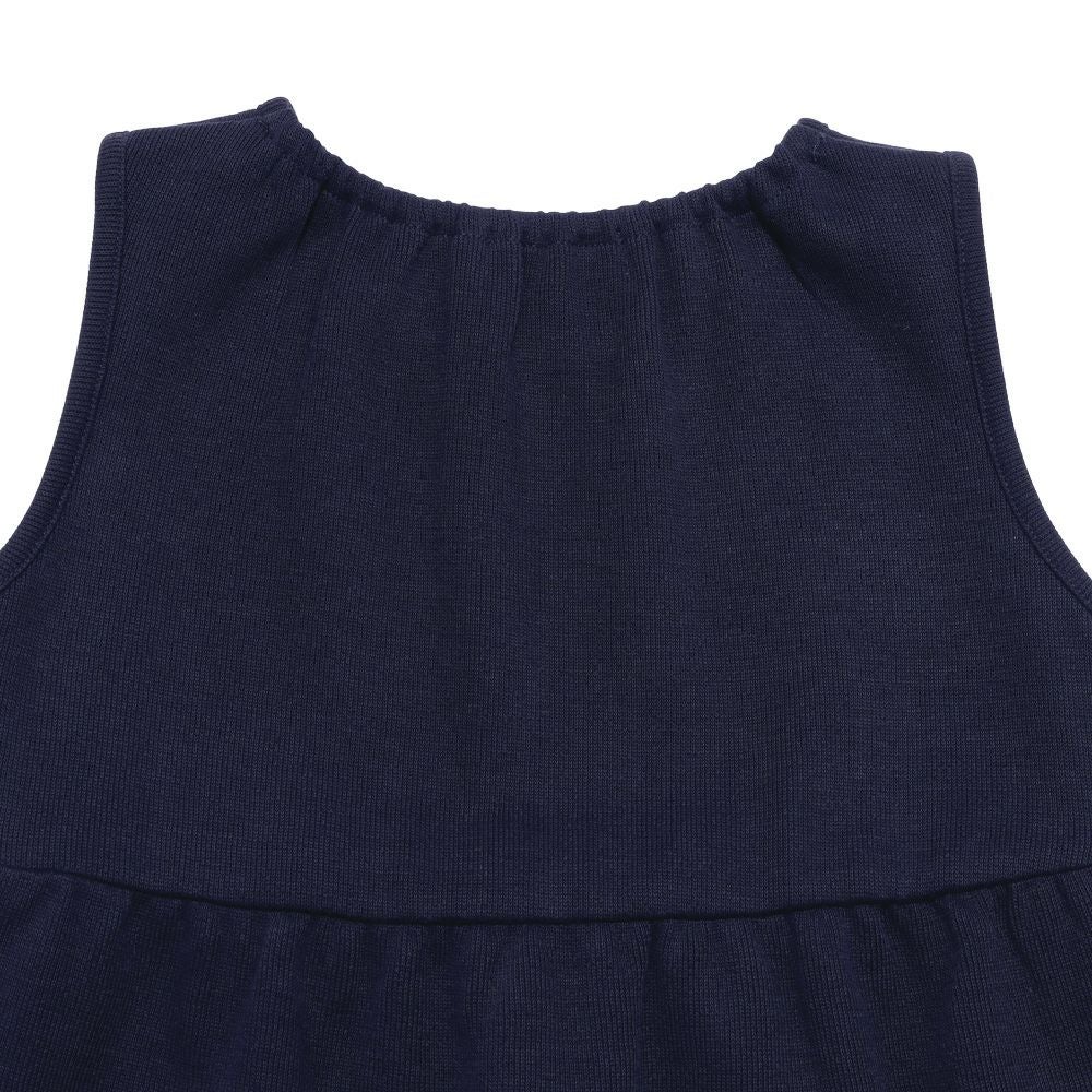 子供服 女の子 綿100％ 音符刺繍 ノースリーブワンピース ネイビー(06) デザインポイント1