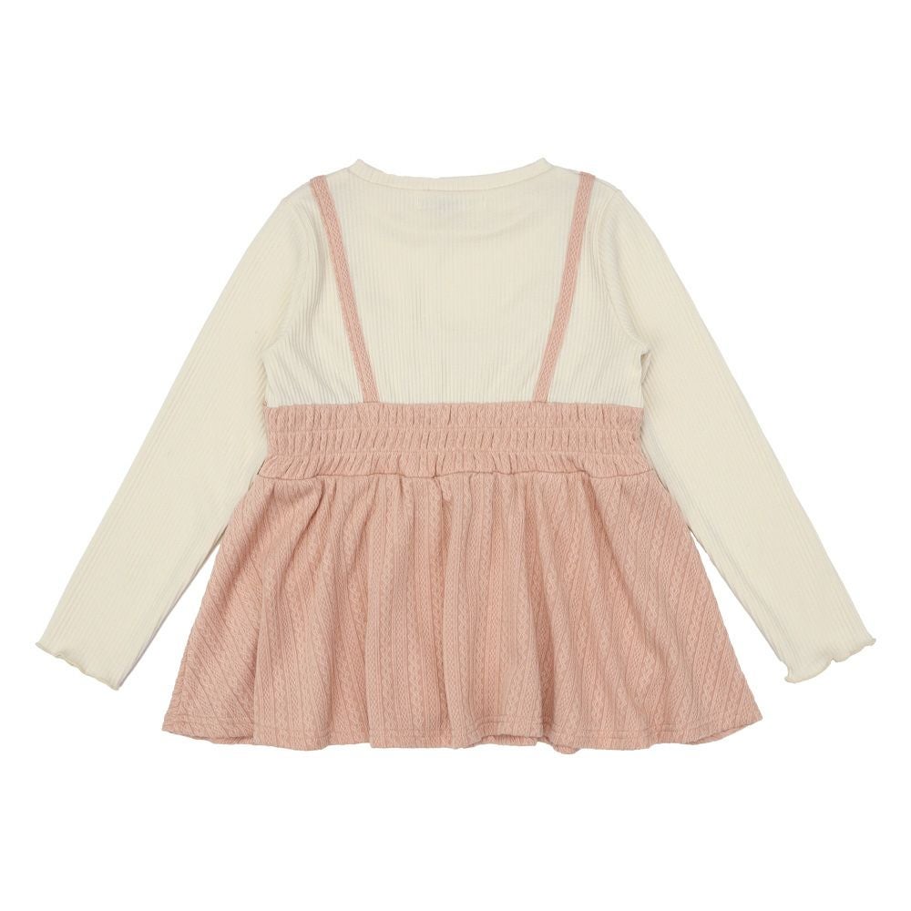 ベビー服 女の子 重ね着風 ペプラム長袖Tシャツ ピンク(02) 背面