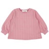 ベビー服 女の子 リボン ニット風 長袖 Tシャツ ピンク(02) 正面