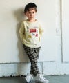 ベビー服 男の子 チェック柄 ストレッチ レギンスパンツ ブラック(00) モデル画像全身