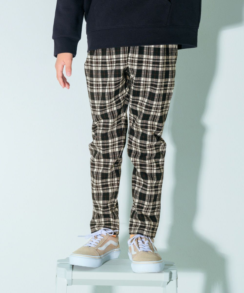 ベビー服 男の子 ニット 10分丈パンツ チェック ボトム ボトムス ズボン ブラック(00) モデル画像1