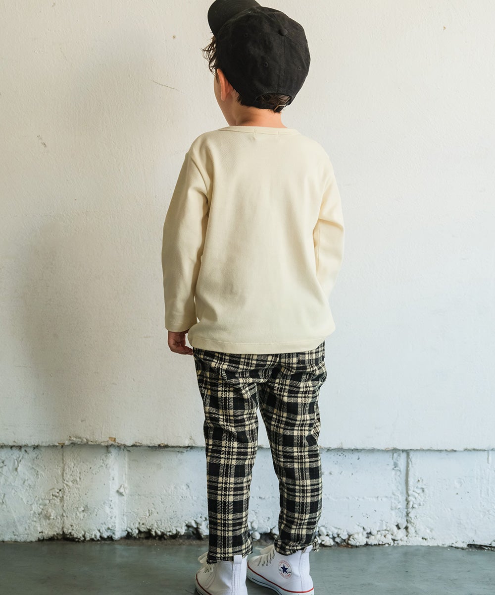 ベビー服 男の子 チェック柄 ストレッチ レギンスパンツ ブラック(00) モデル画像2