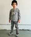 ベビー服 男の子 チェック柄 ストレッチ レギンスパンツ ソフトブラック(96) モデル画像アップ
