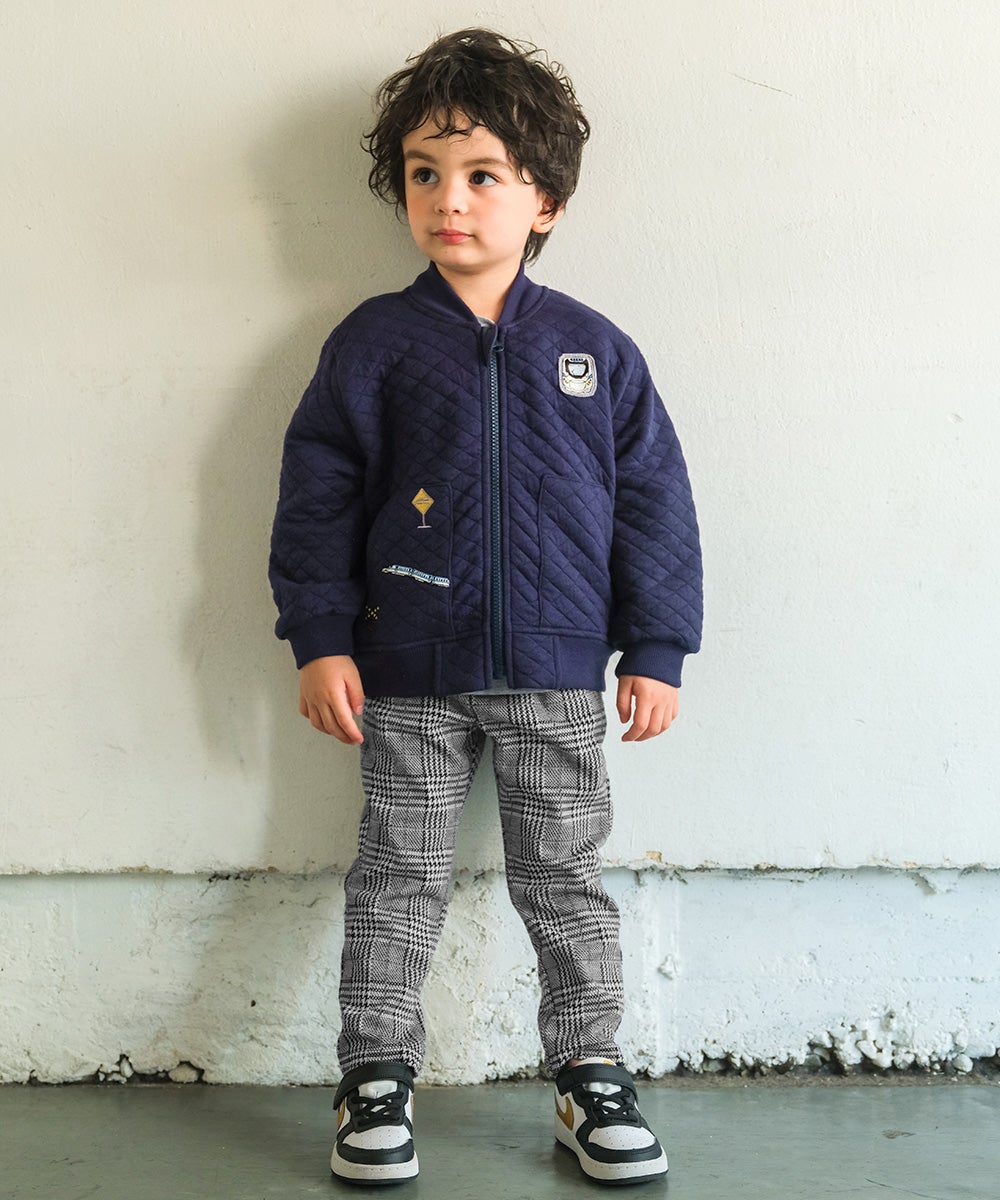 ベビー服 男の子 チェック柄 ストレッチ レギンスパンツ ソフトブラック(96) モデル画像3