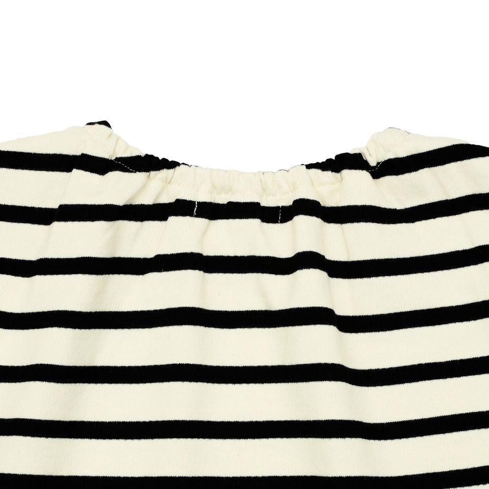 子供服 女の子 フリル リボン付き ボーダー長袖トレーナー ブラック(00) デザインポイント2