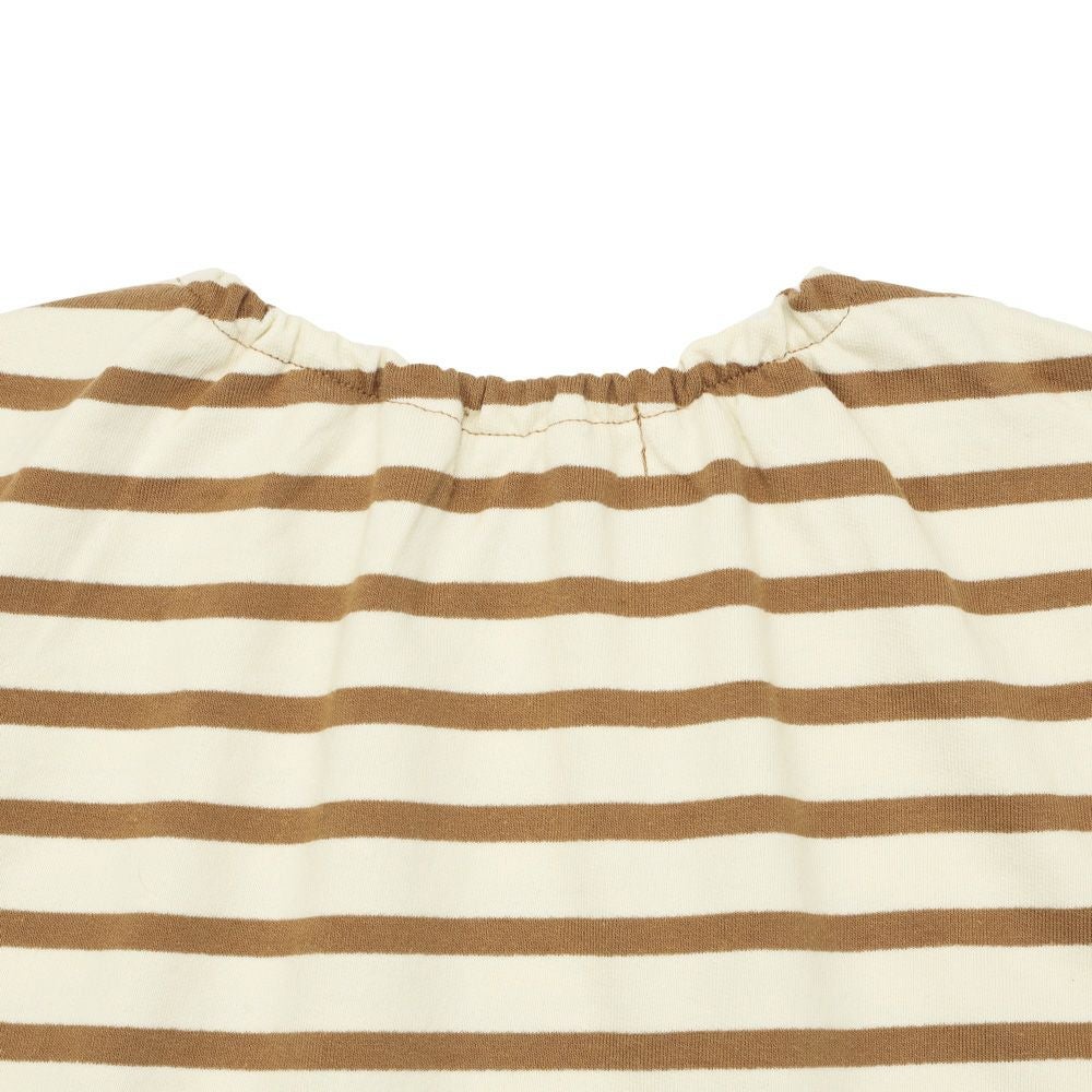 子供服 女の子 フリル リボン付き ボーダー長袖トレーナー ブラウン(05) デザインポイント2