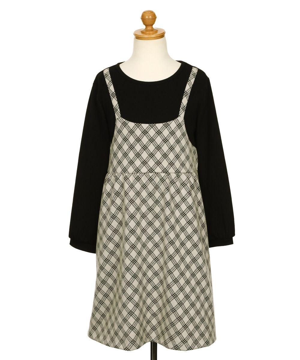 子供服 女の子 チェック柄 ジャガード ワンピース ベージュ(51) トルソー正面