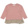 ベビー服 女の子 小花柄 レイヤード ドッキング Tシャツ ピンク(02) 正面