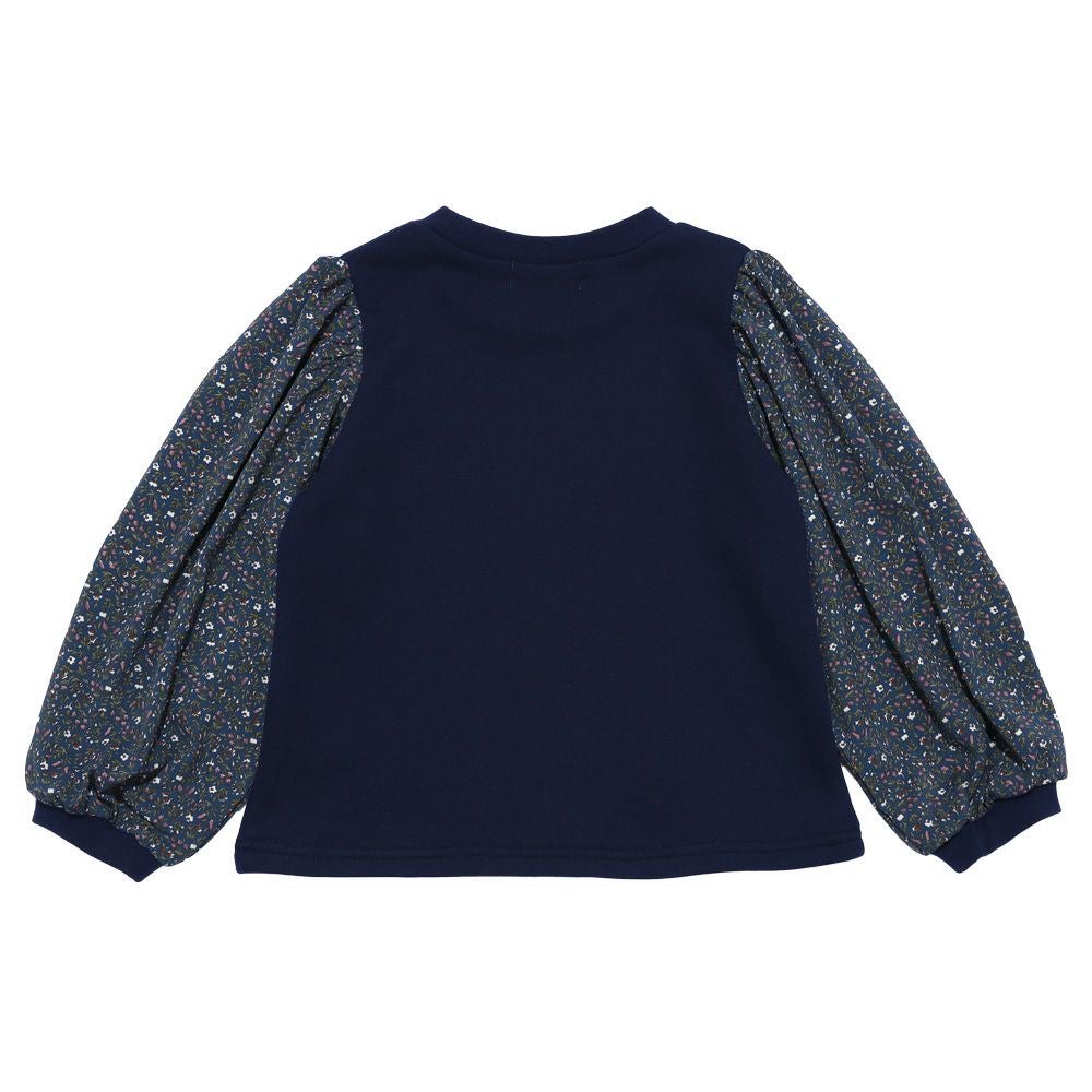  女の子 花柄 切り替え 長袖 トレーナー